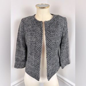 BANANA REPUBLIC Black, Grey, Cream & Purple Tweed Career Blazer | Size 2